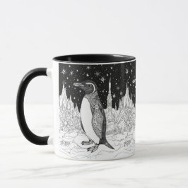 Taza Pinguin im Eis unter nächtlichem Sternenhimmel