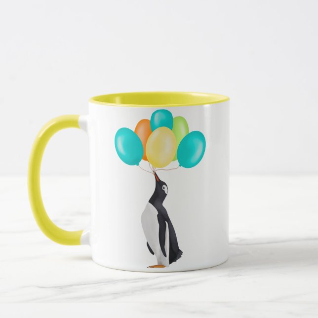 Taza Pingüino Con Globos Coloridos (Izquierda)