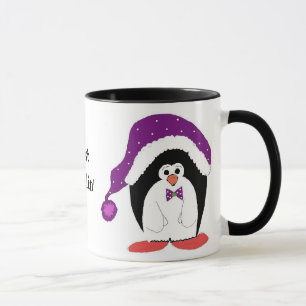Taza Pingüino con un sombrero púrpura