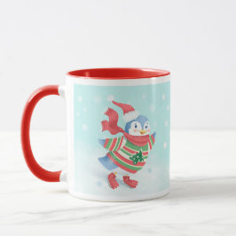 Taza Pingüino Cute Blue Ice Sking