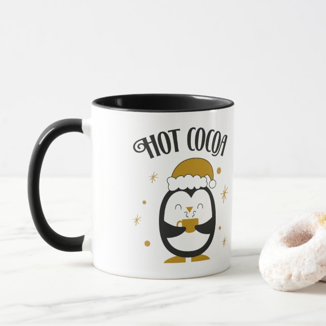 Taza Pingüino de cacao caliente (Con donut)