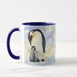 Taza Pingüino de emperador con la acuarela del polluelo