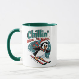 Taza Pingüino de esquí en vacaciones relajantes