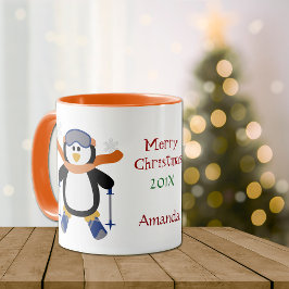Taza Pingüino de esquí navidad