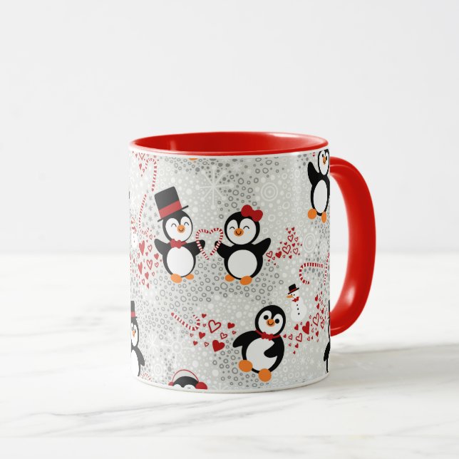 Taza Pingüino de Navidades de sombreros más populares (Anverso derecho)