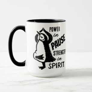 Taza Pingüino De Yoga Motivador Blanco Y Negro