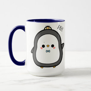 Taza Pingüino Kawaii Adorable Diciendo Hola