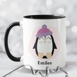 Taza Pingüino lindo con Navidades Gorras rosados