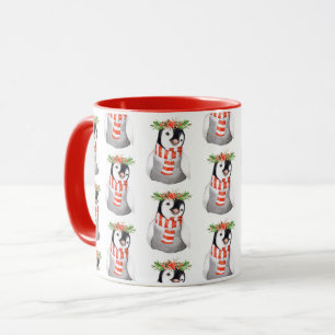 Taza Pinguino Navideño Lindo Granja Campestre Fiesta
