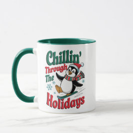 Taza Pingüino Relajado – Diversión Invernal en Fiestas