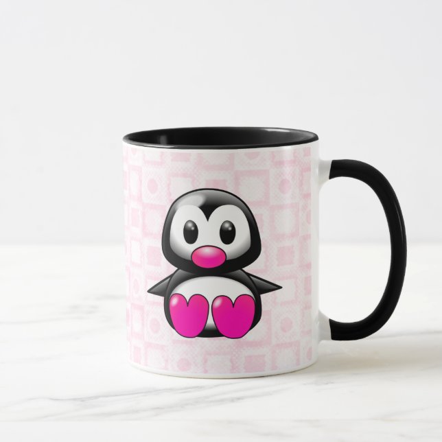 Taza Pingüino rosado lindo (Derecha)