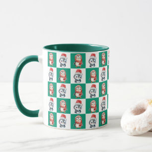 Taza Pingüino Santa acuarela Patrón de navidad de los c