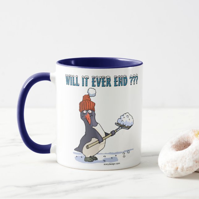 Taza Pingüino sitiado por la nieve (Con donut)