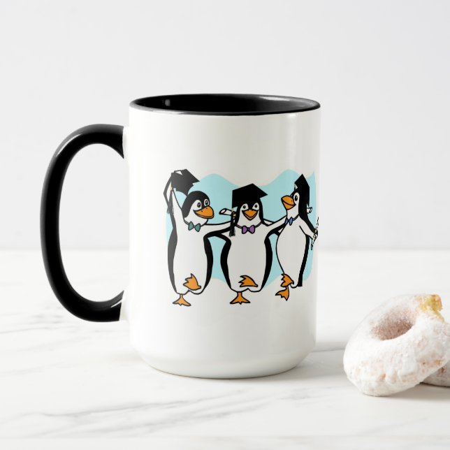 Taza Pingüinos de graduación de Personalizado lindo (Con donut)