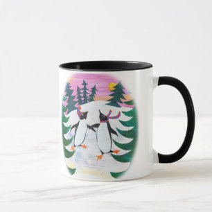 Taza Pingüinos De Patinaje Cutáneo Fun Ringer Mug