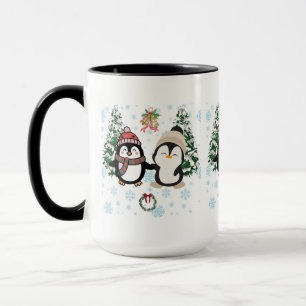 Taza Pinguinos Navideños Lindos Invierno Paisaje Navide