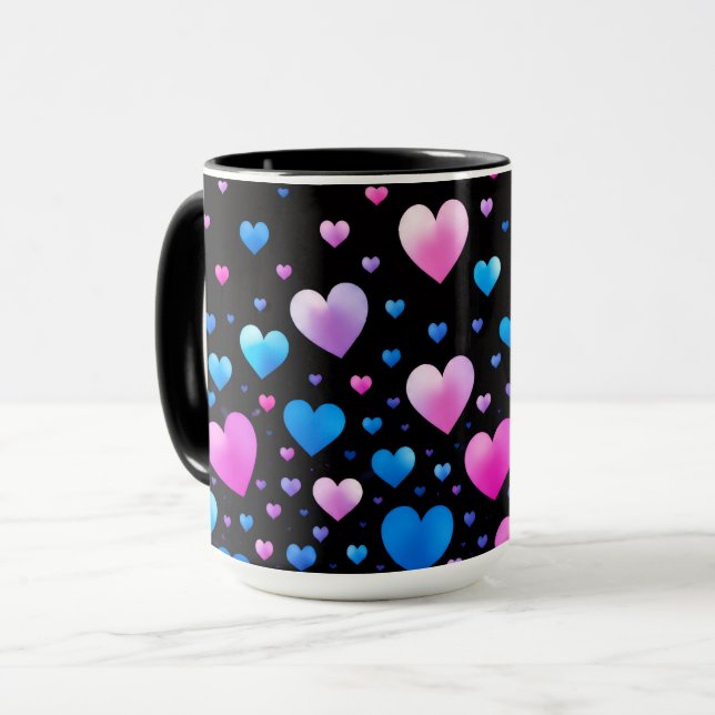 Taza Pink & Blue Glowing Hearts  (Anverso izquierdo)