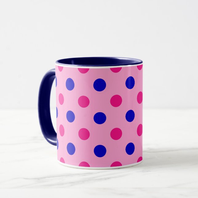 Taza Pink Blue Pink Polka Dot Pattern (Anverso izquierdo)