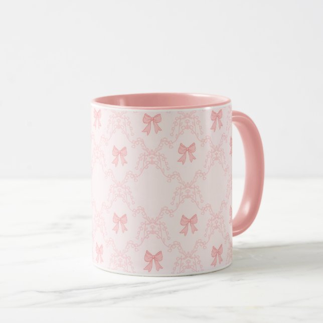 Taza Pink Bow Aesthetic Notebook – Cute & Feminine Jour (Anverso derecho)