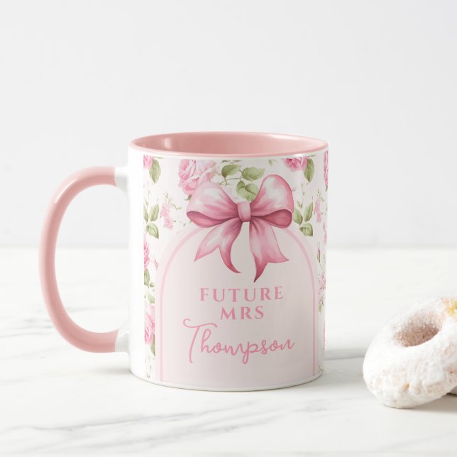 Taza Pink Bow Coquette Despedida de Soltera | Future Mr (Con donut)