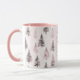Taza Pink Christmas Trees Monogram