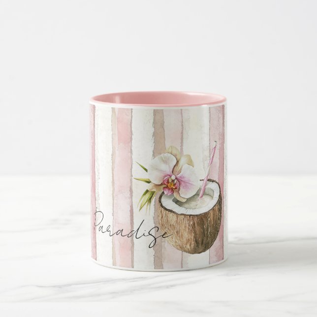 Taza Pink Cream Paradise Tropical Coconut Orchid Flower (Centro)