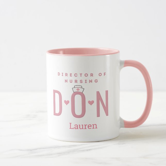 Taza Pink DON personalizado Director de Enfermería Mug (Derecha)