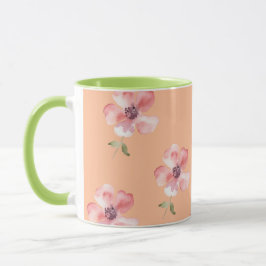 Taza Pink Floral Mug – Orange Pastel Pattern