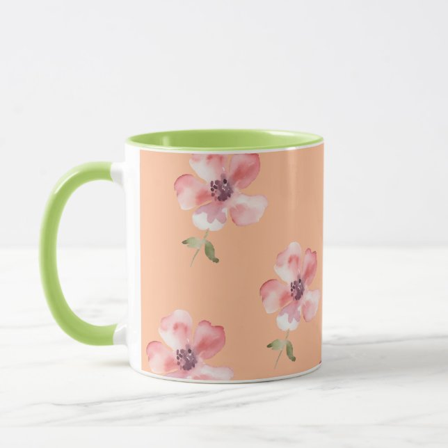 Taza Pink Floral Mug – Orange Pastel Pattern (Izquierda)