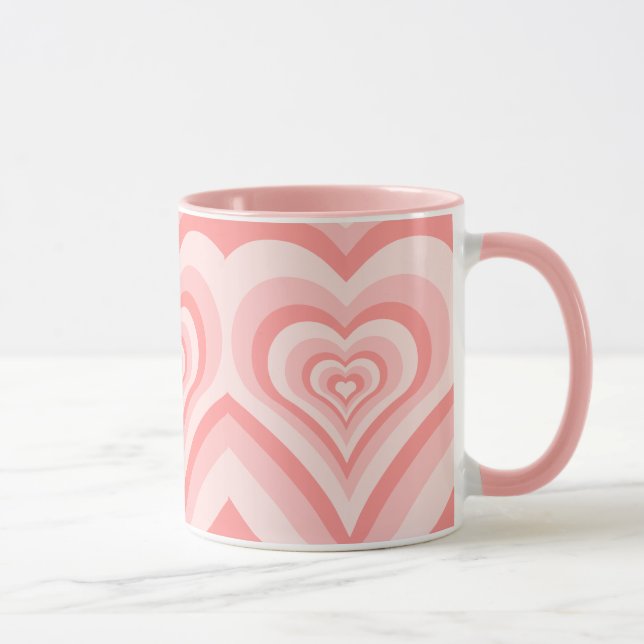 Taza Pink Heart Gradient Pattern – Cute Girly Love (Derecha)