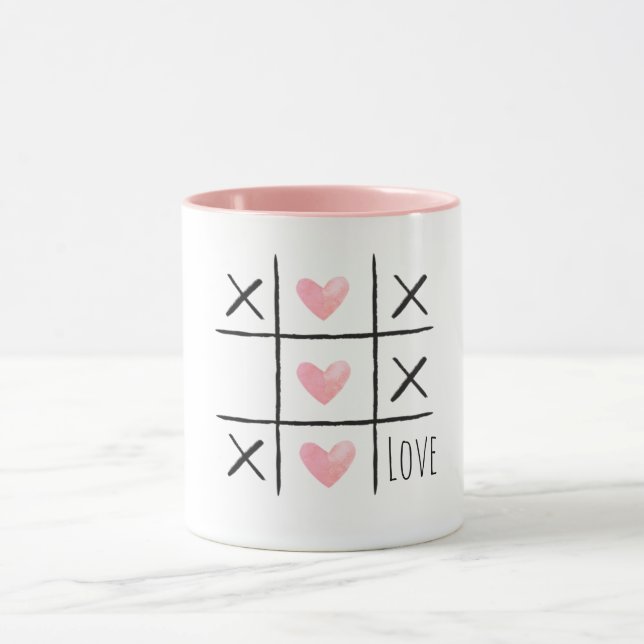 Taza Pink Hearts Tic Tac Toe Love (Centro)