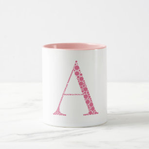 Taza Pink Letter A Mug – Minimal Circle Monogram Design