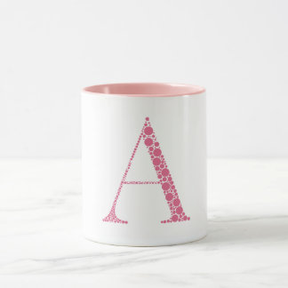 Taza Pink Letter A Mug – Minimal Circle Monogram Design