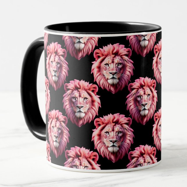 Taza Pink Lion Head Animal Pattern Design - Black  (Subido por el creador)