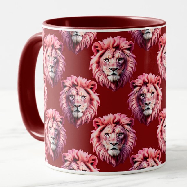 Taza Pink Lion Head Animal Pattern Design Red  (Subido por el creador)