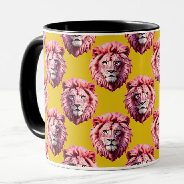 Taza Pink Lion Head Animal Pattern Design Yellow  (Subido por el creador)