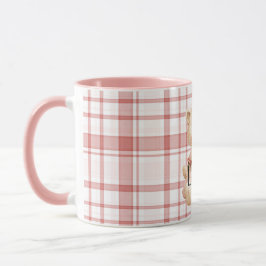 Taza Pink Plaid Stripes Cat
