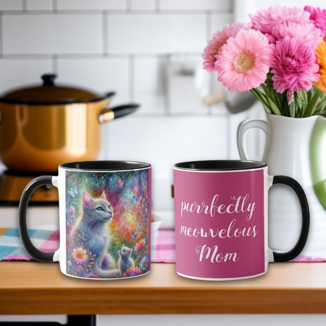 Taza Pink Purfectamente Meowvelous Mom Cat Mother's Day (Subido por el creador)