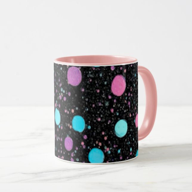 Taza Pink Purple Blue Polka Dots pattern Design (Anverso derecho)