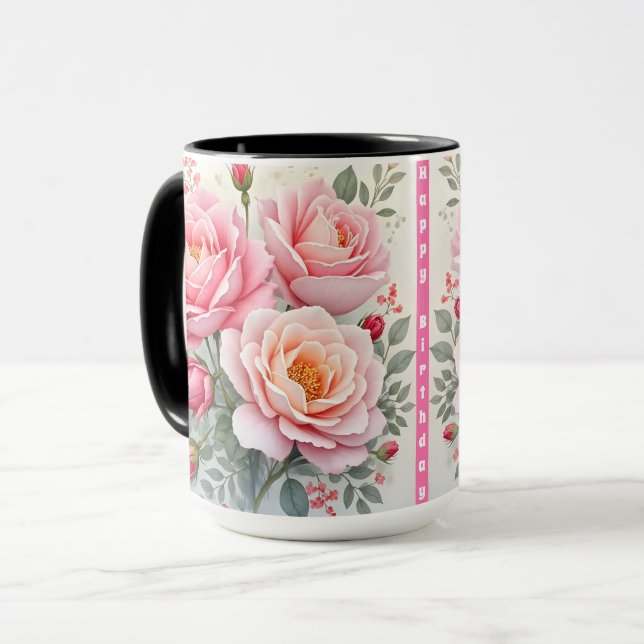 Taza Pink Roses Beautiful Luxury Popular Collection (Anverso izquierdo)