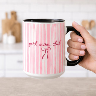 Taza Pink Stripe Girl Mom Club 