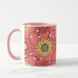 Taza Pink Sunflowers Christmas