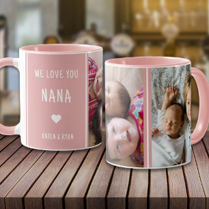 Taza Pink We Love You Nana 2 Collage de Fotos Abuela