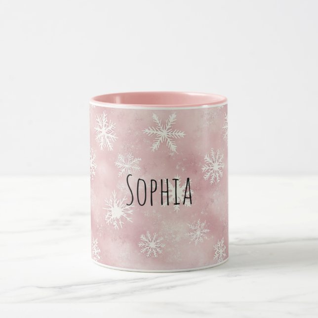 Taza Pink White Snowflakes Christmas (Centro)