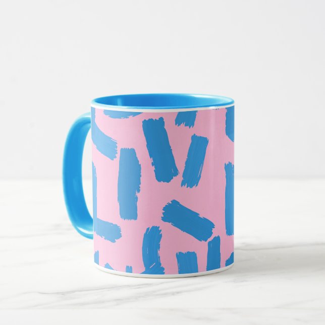 Taza Pink with Blue Brushstroke Pattern Combo (Anverso izquierdo)