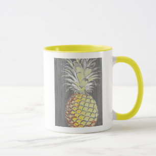 Taza Pinneapple amarillo tropical en gris