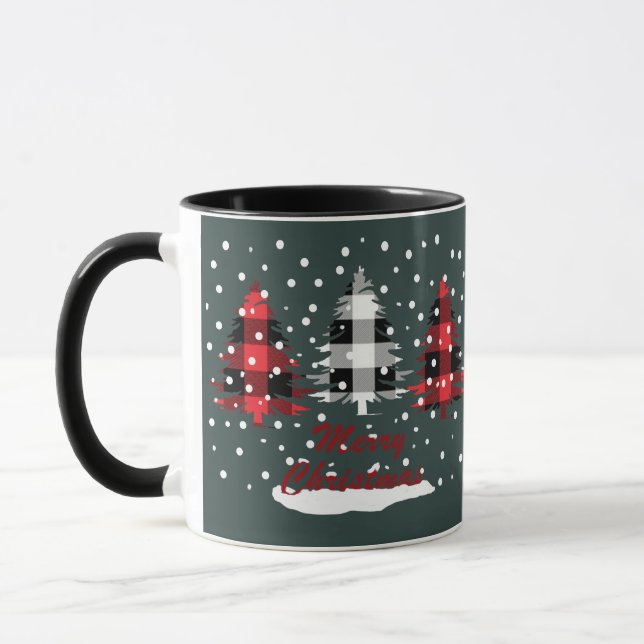 Taza pinos adornados con mantas de búfalo y navidades (Izquierda)