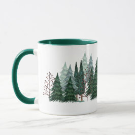 Taza Pinos verde bosque naturaleza Navidad Vacaciones