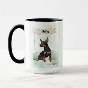 Taza Pinscher Miniatura Acuarela Perro Personalizado