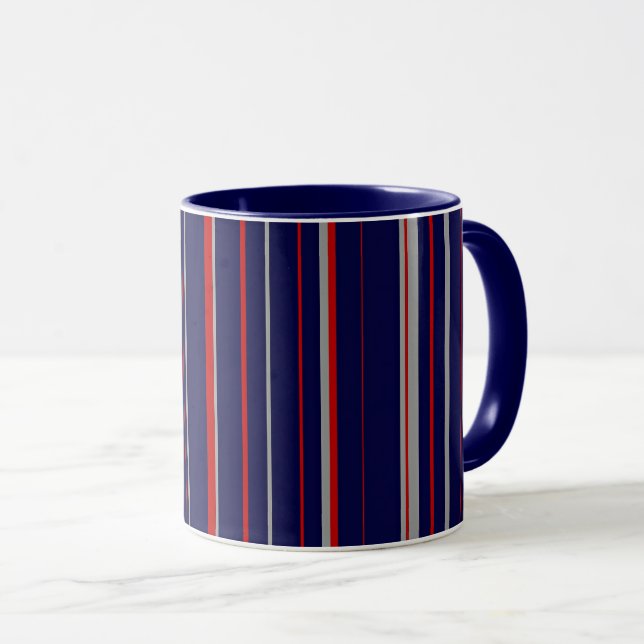 Taza Pinstripes, colores rojo, marino, gris (Anverso derecho)